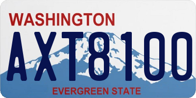 WA license plate AXT8100