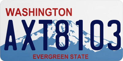 WA license plate AXT8103