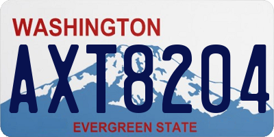 WA license plate AXT8204