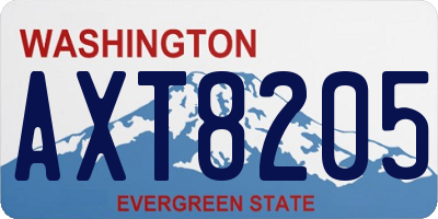 WA license plate AXT8205
