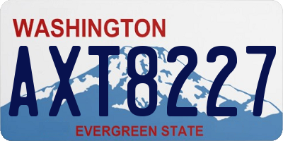 WA license plate AXT8227