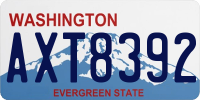 WA license plate AXT8392