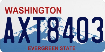 WA license plate AXT8403