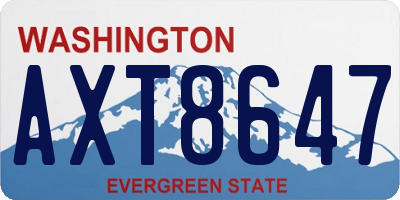 WA license plate AXT8647