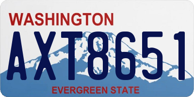 WA license plate AXT8651