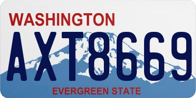 WA license plate AXT8669