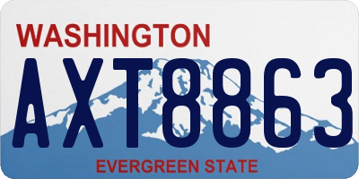 WA license plate AXT8863