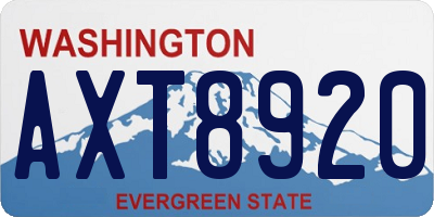 WA license plate AXT8920