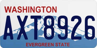 WA license plate AXT8926