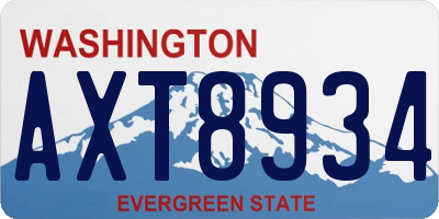 WA license plate AXT8934