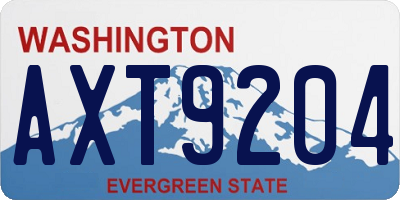 WA license plate AXT9204