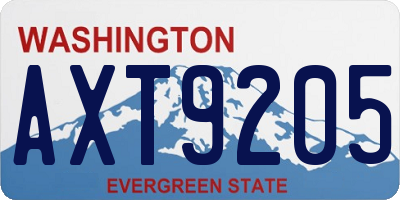 WA license plate AXT9205