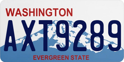 WA license plate AXT9289