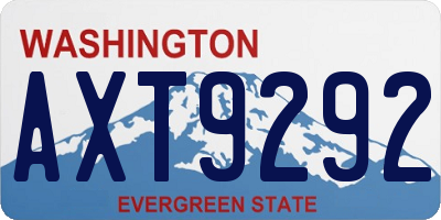 WA license plate AXT9292