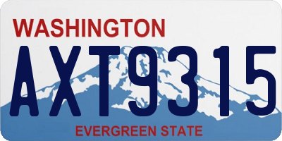 WA license plate AXT9315