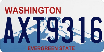 WA license plate AXT9316