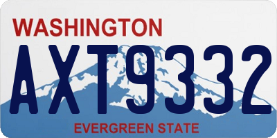 WA license plate AXT9332