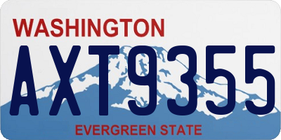 WA license plate AXT9355