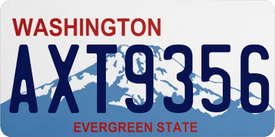 WA license plate AXT9356