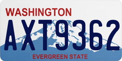 WA license plate AXT9362
