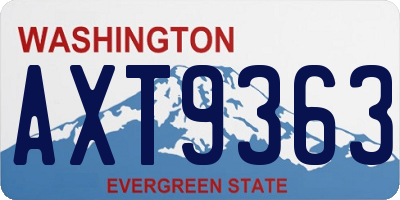 WA license plate AXT9363