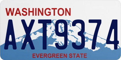 WA license plate AXT9374