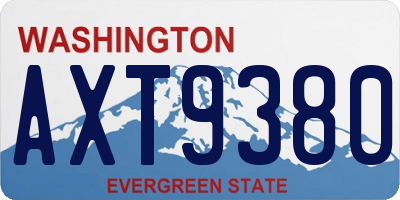 WA license plate AXT9380