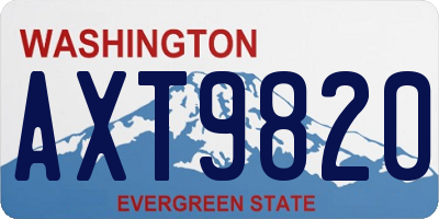 WA license plate AXT9820
