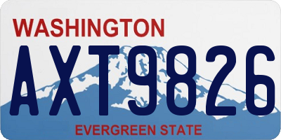WA license plate AXT9826