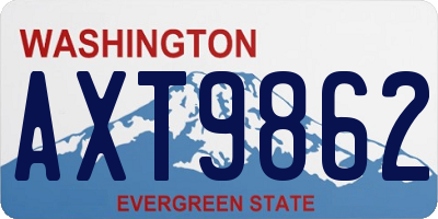 WA license plate AXT9862