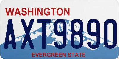 WA license plate AXT9890