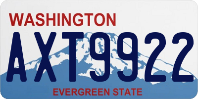 WA license plate AXT9922