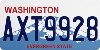 WA license plate AXT9928