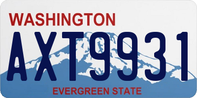 WA license plate AXT9931