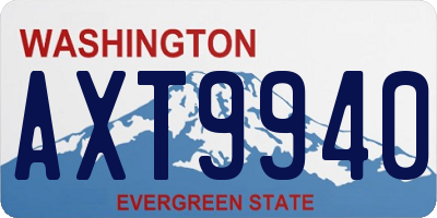 WA license plate AXT9940