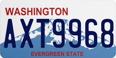 WA license plate AXT9968