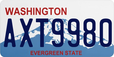 WA license plate AXT9980