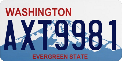 WA license plate AXT9981