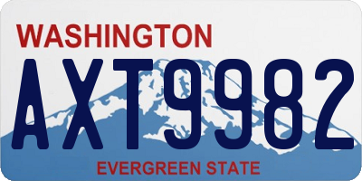 WA license plate AXT9982