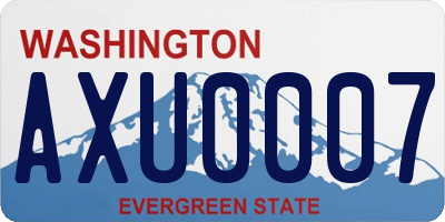 WA license plate AXU0007