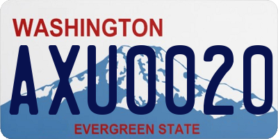 WA license plate AXU0020