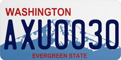 WA license plate AXU0030