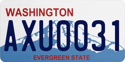 WA license plate AXU0031