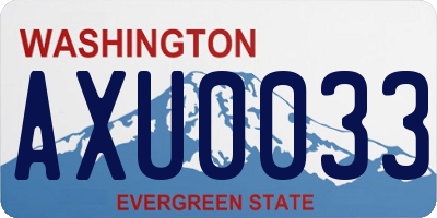 WA license plate AXU0033