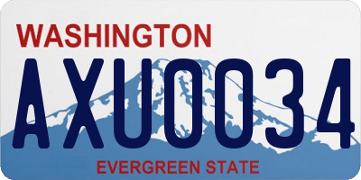 WA license plate AXU0034