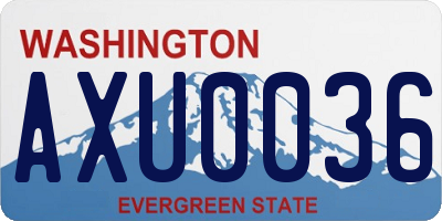 WA license plate AXU0036