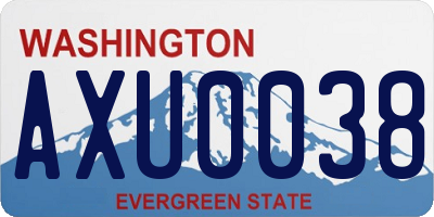 WA license plate AXU0038