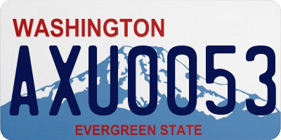 WA license plate AXU0053