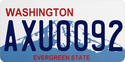 WA license plate AXU0092