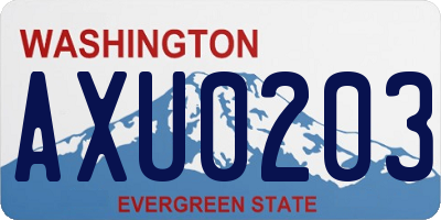 WA license plate AXU0203